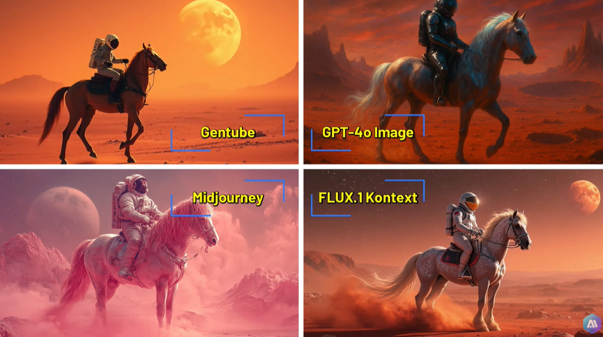 Gentube vs Midjourney vs GPT-4o Image vs FLUX.1 Kontext