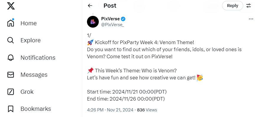 Pixverse AI Venom